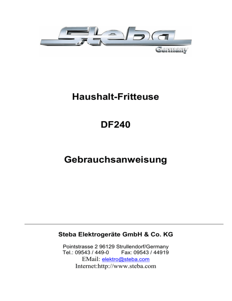 Steba DF 240 User manual Steba DF 240 User manual