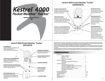 Kestrel® 4000 Pocket Weather™ Tracker | Manualzz