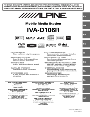 Alpine IVA-D106R Bruksanvisning | Manualzz