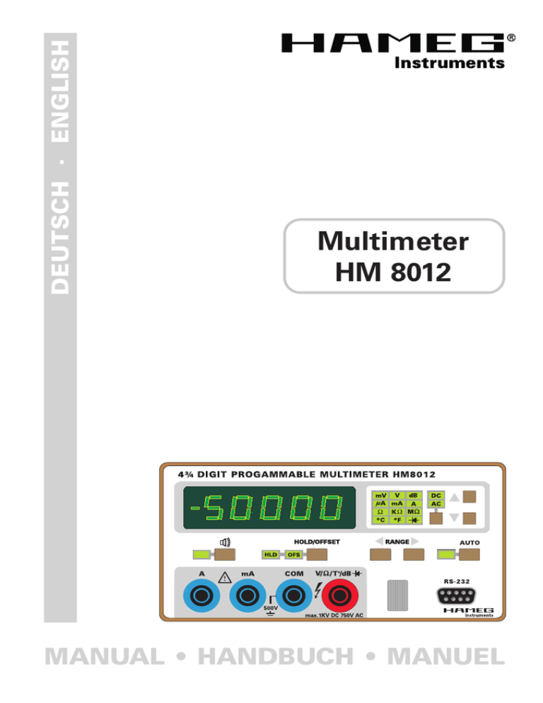 Multimeter HM 8012 Multimeter HM 8012
