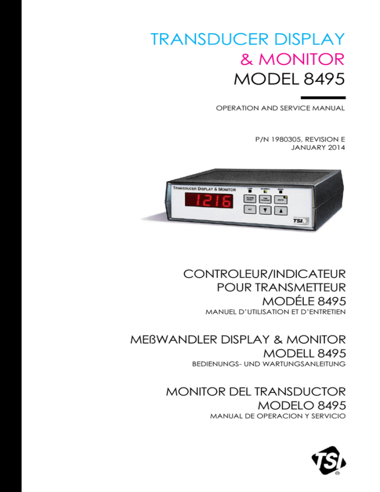 Model 8495 Transducer Display and Monitor Operation and Model 8495 Transducer Display and Monitor Operation and