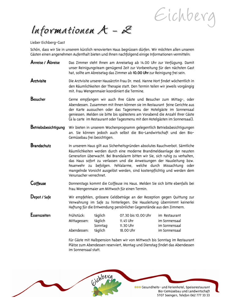 Informationen A-Z Informationen A-Z