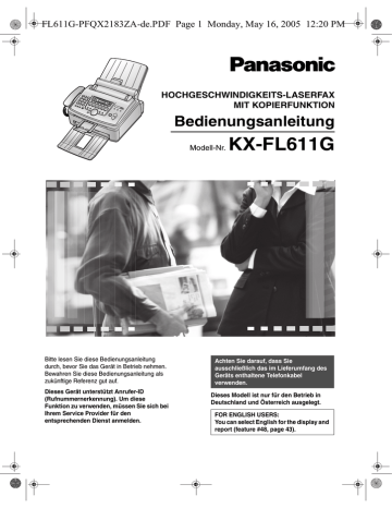 Panasonic KXFL611G Owner's manual Panasonic KXFL611G Owner's manual