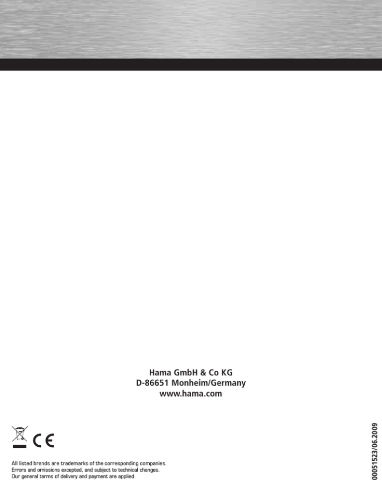 Hama 00051523 Owner's manual Hama 00051523 Owner's manual