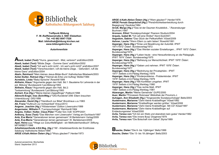 Abedi, Isabel (Text) - Katholisches Bildungswerk Salzburg Abedi, Isabel (Text) - Katholisches Bildungswerk Salzburg
