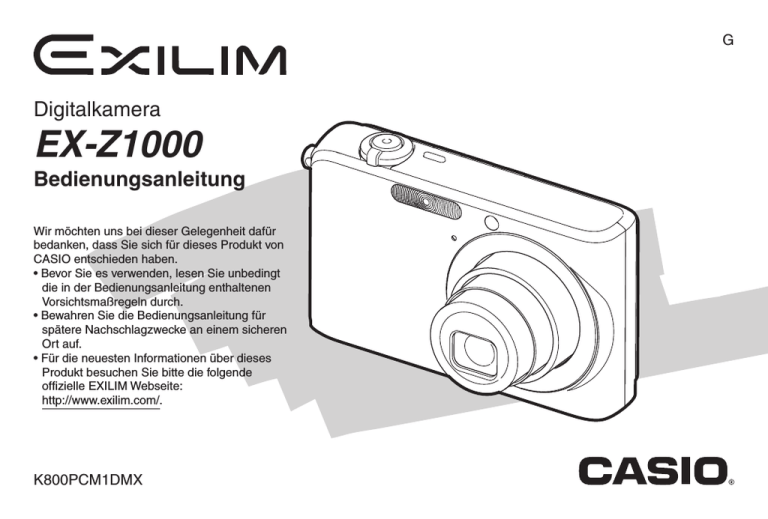 Casio EX-Z1000 User manual Casio EX-Z1000 User manual