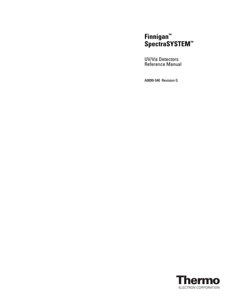 SpectraSYSTEM UV/Vis Detectors Reference SpectraSYSTEM UV/Vis Detectors Reference