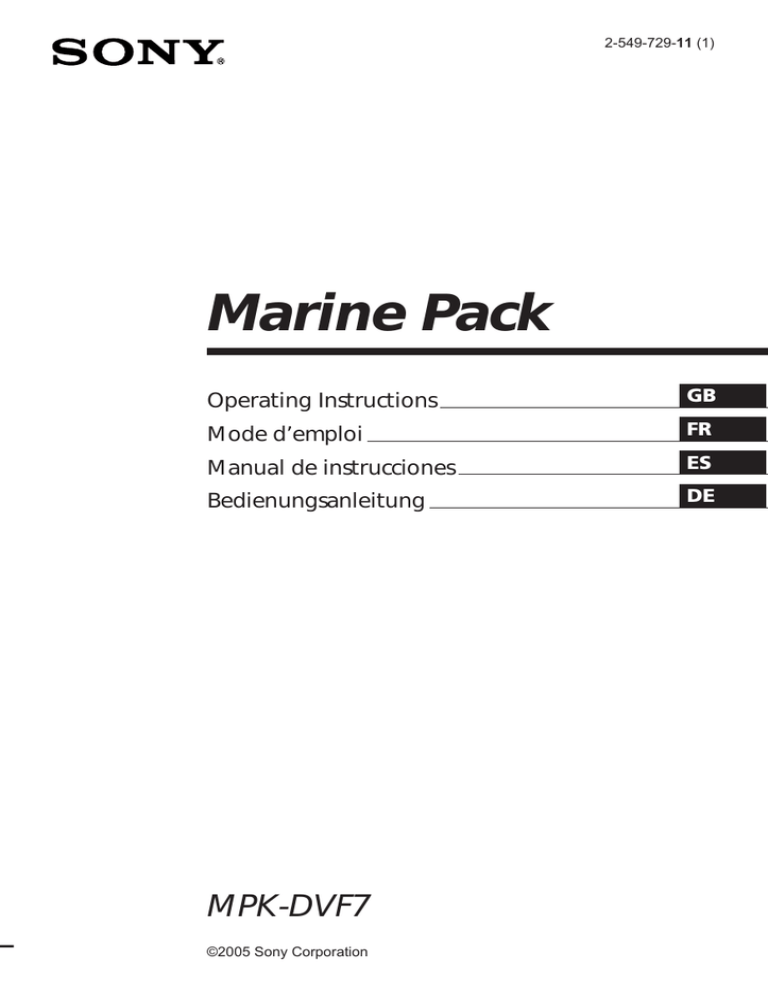 Sony MPK-DVF7 Owner's manual Sony MPK-DVF7 Owner's manual