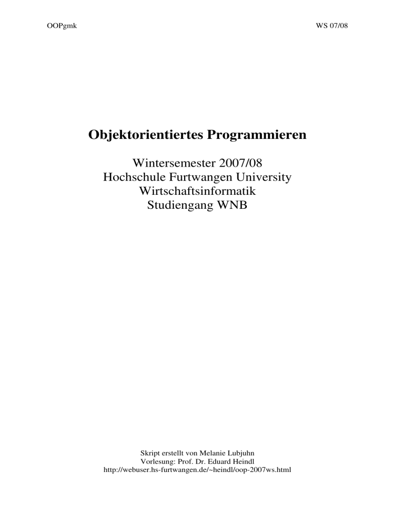Skript - Hochschule Furtwangen Skript - Hochschule Furtwangen