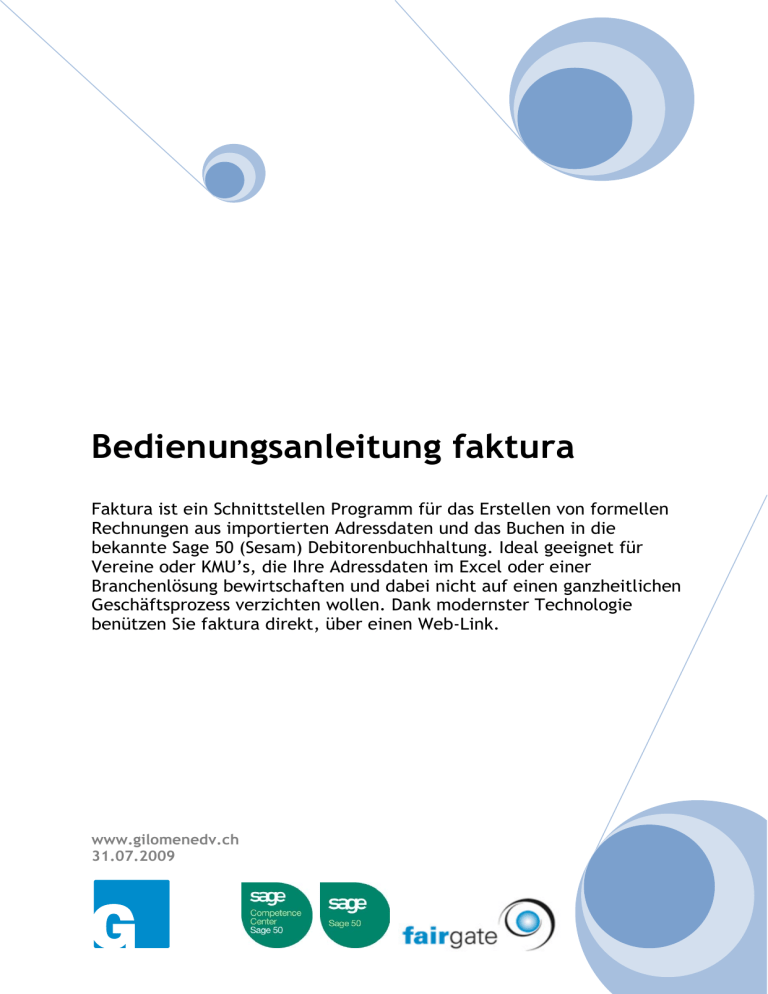 Bedienungsanleitung faktura Bedienungsanleitung faktura