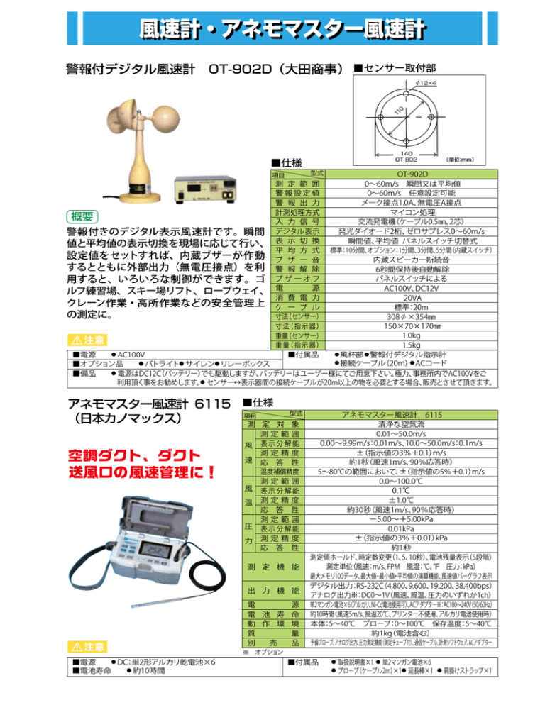 風速計・アネモマスター風速計 風速計・アネモマスター風速計