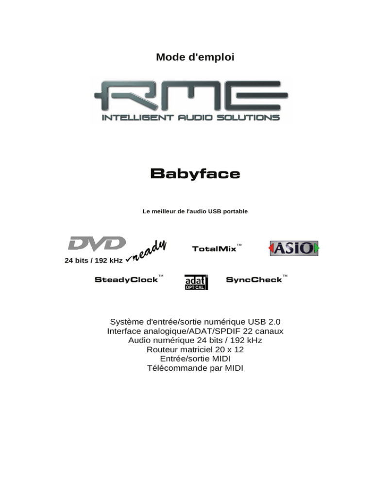 Mode d`emploi Babyface Mode d`emploi Babyface