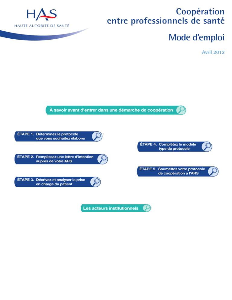 Protocole de cooperation - Mode d`emploi Protocole de cooperation - Mode d`emploi