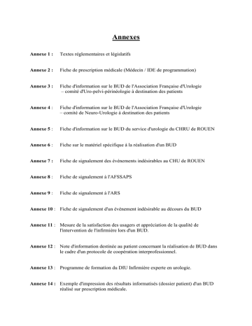 Annexes du protocole BUD Annexes du protocole BUD