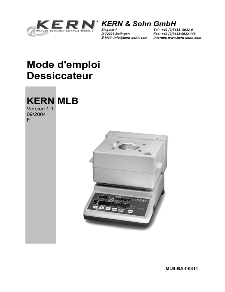 Mode d`emploi Dessiccateur Mode d`emploi Dessiccateur