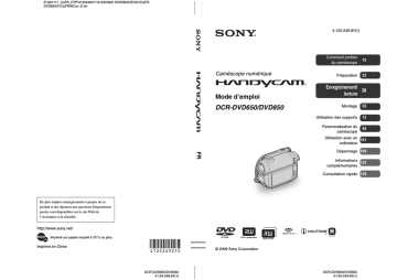 Mode d`emploi DCR-DVD650/DVD850 Mode d`emploi DCR-DVD650/DVD850