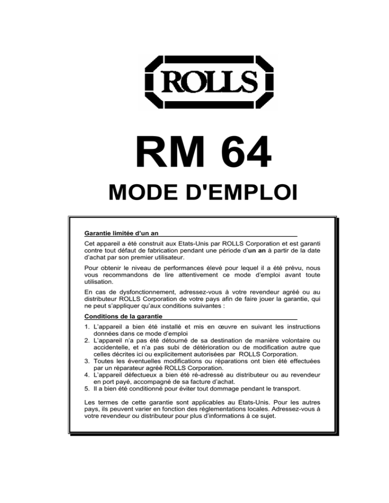 MODE D`EMPLOI MODE D`EMPLOI