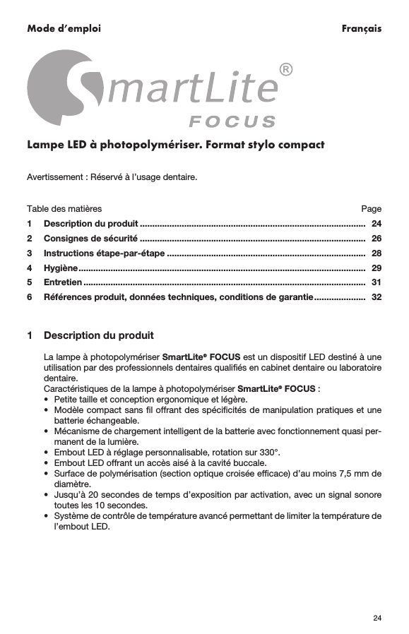 Lampe LED à photopolymériser. Format stylo compact Lampe LED à photopolymériser. Format stylo compact