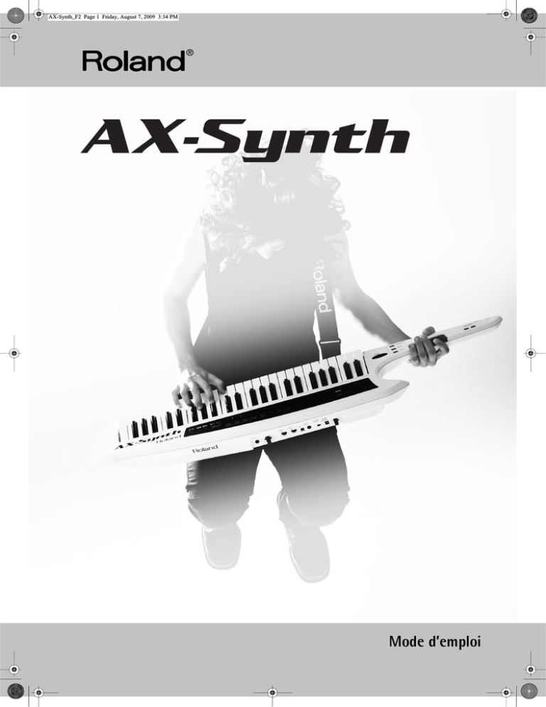 Roland AX-Synth Owner's manual Roland AX-Synth Owner's manual