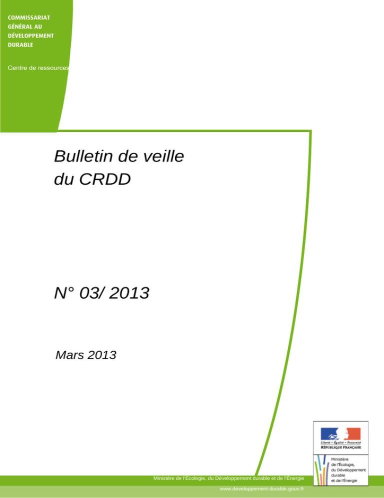 Mars 2013 - Ministère de l`écologie, du développement durable et Mars 2013 - Ministère de l`écologie, du développement durable et