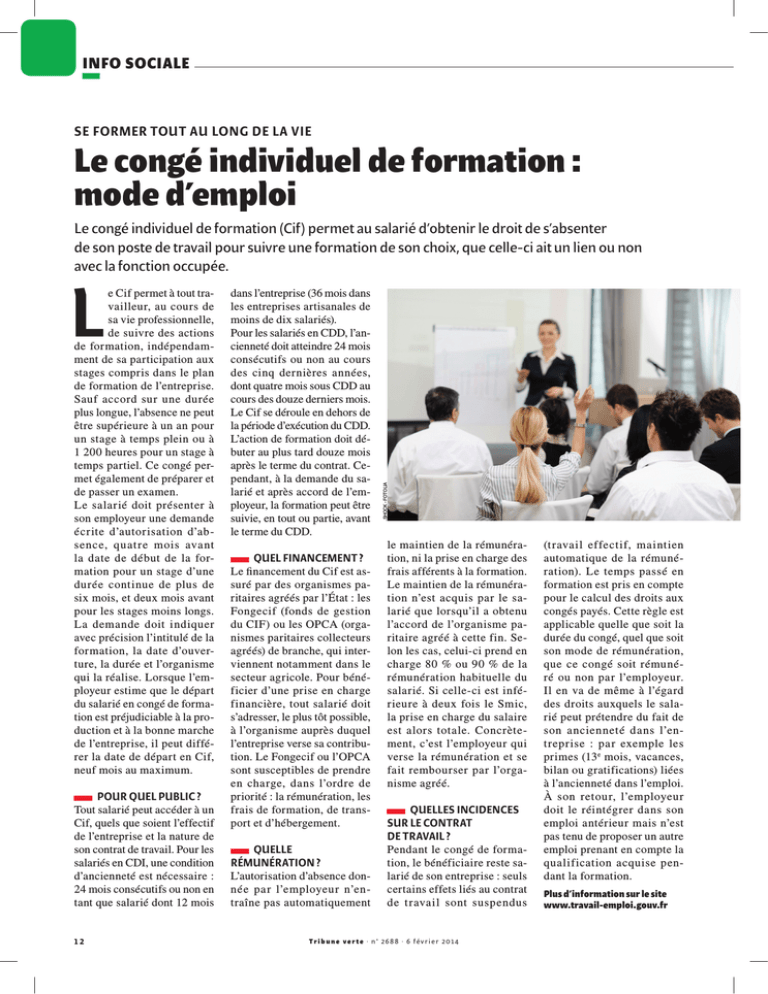 Le congé individuel de formation : mode d`emploi Le congé individuel de formation : mode d`emploi