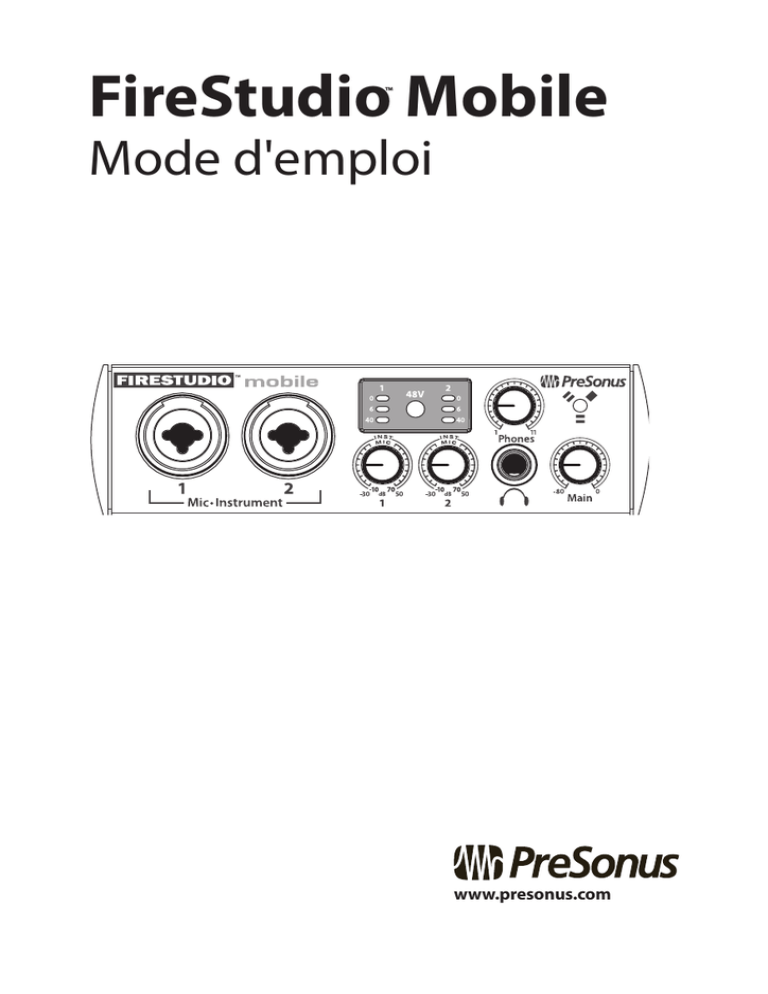 PRESONUS FireStudio Mobile Owner's manual PRESONUS FireStudio Mobile Owner's manual
