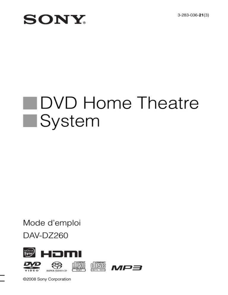 Sony DAV-DZ260 User guide Sony DAV-DZ260 User guide
