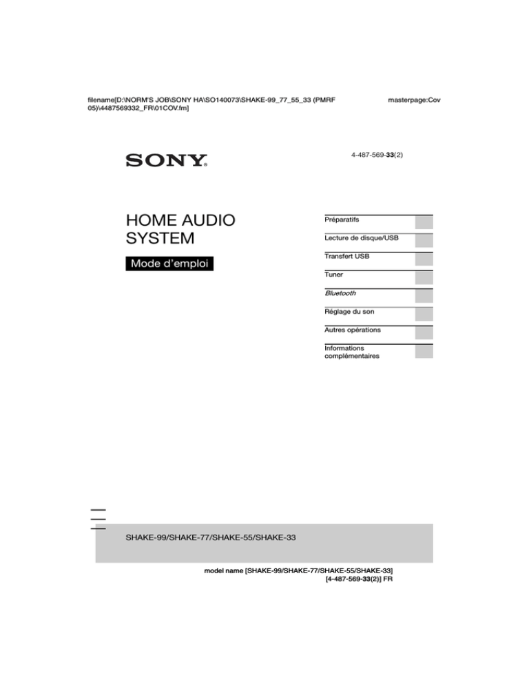 Sony SHAKE-33 User guide Sony SHAKE-33 User guide