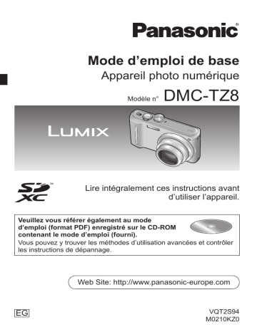 Panasonic DMC-TZ8 Digital Camera Mode d'emploi | Manualzz