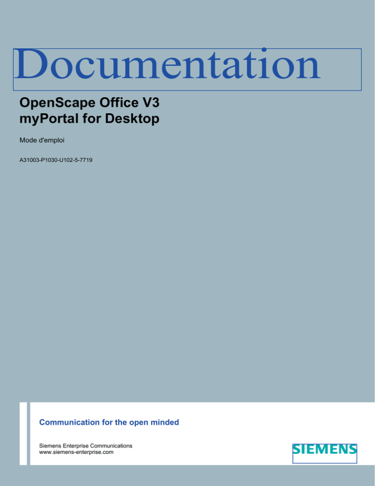 OpenScape Office V3 myPortal for Desktop - SR-TEL OpenScape Office V3 myPortal for Desktop - SR-TEL