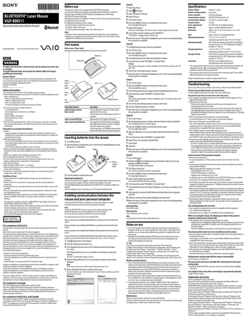 BLUETOOTH® Laser Mouse VGP BLUETOOTH® Laser Mouse VGP