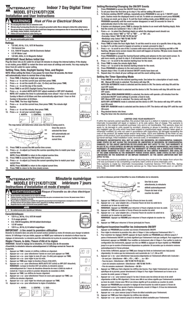 Intermatic DT122K, DT121K Installation guide Intermatic DT122K, DT121K Installation guide