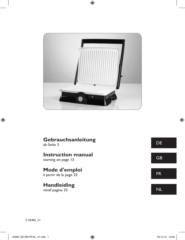 Gebrauchsanleitung Instruction manual Mode d`emploi - maxx Gebrauchsanleitung Instruction manual Mode d`emploi - maxx