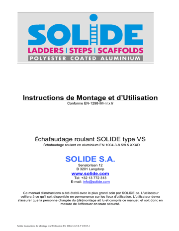 Instructions De Montage Et Dutilisation Solide Vs Chafaudage Roulant