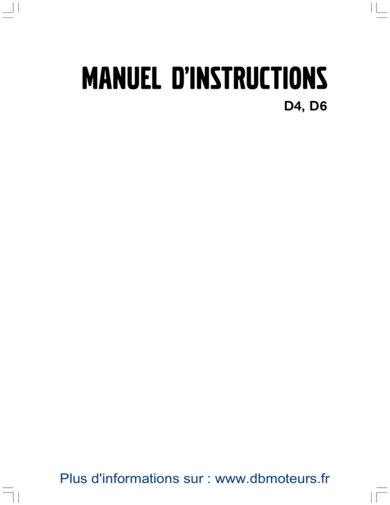 MANUEL D`INSTRUCTIONS MANUEL D`INSTRUCTIONS