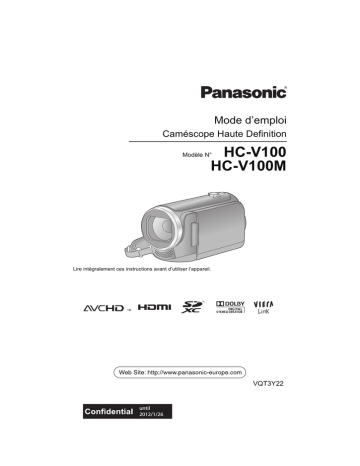 Panasonic HC V100M Mode d'emploi | Manualzz