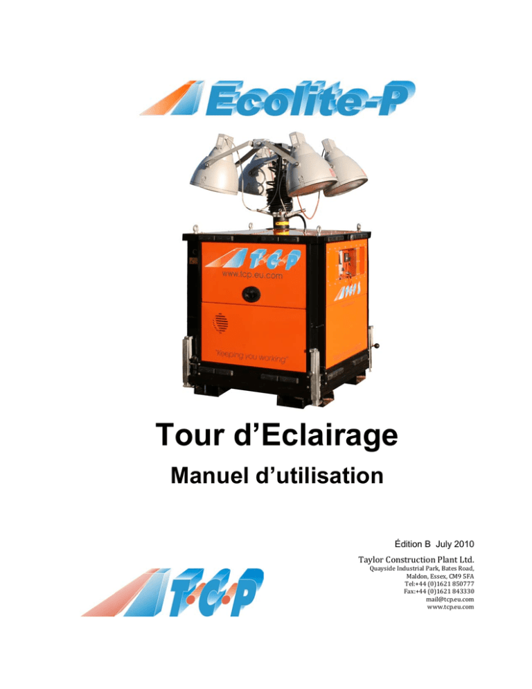 Tour d`Eclairage Manuel d`utilisation Tour d`Eclairage Manuel d`utilisation