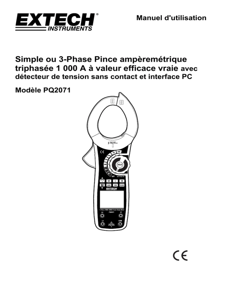 Extech Instruments PQ2071 User manual Extech Instruments PQ2071 User manual