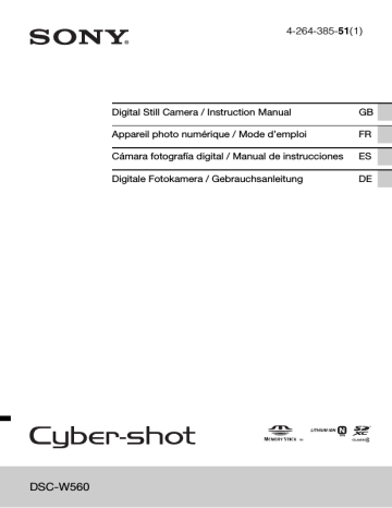 Sony Cyber-Shot DSC W560, CYBER-SHOT DSC-W560, Cyber Shot DSC-W560, DSC-W560 Owner's manual Sony Cyber-Shot DSC W560, CYBER-SHOT DSC-W560, Cyber Shot DSC-W560, DSC-W560 Owner's manual