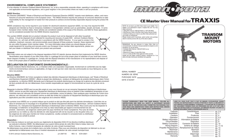 TRANSOM MOUNT MOTORS CE Master User TRANSOM MOUNT MOTORS CE Master User