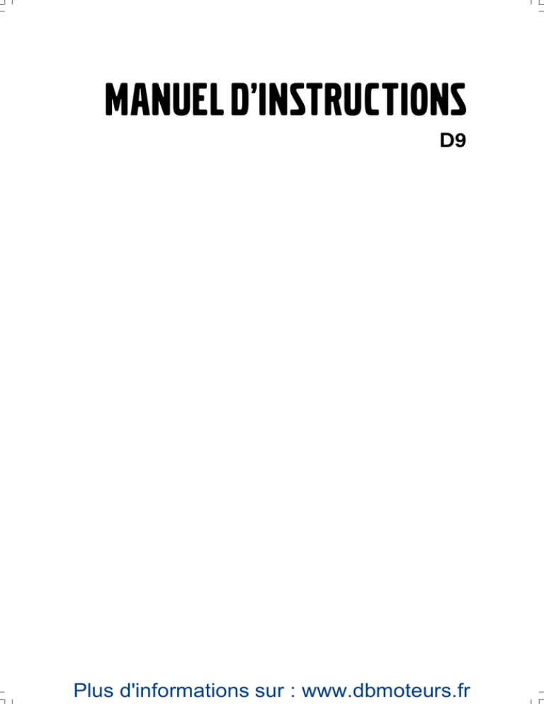MANUEL D`INSTRUCTIONS MANUEL D`INSTRUCTIONS