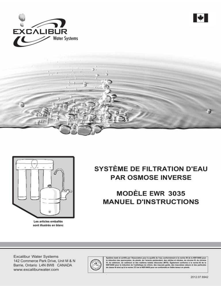 système de filtration d`eau par osmose inverse modèle ewr 3035 système de filtration d`eau par osmose inverse modèle ewr 3035