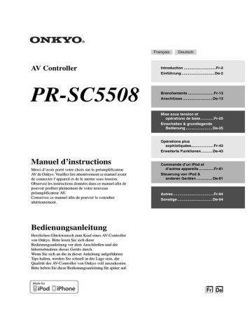 Opérations plus sophistiquées. ONKYO PR-SC5508 | Manualzz Opérations plus sophistiquées. ONKYO PR-SC5508 | Manualzz