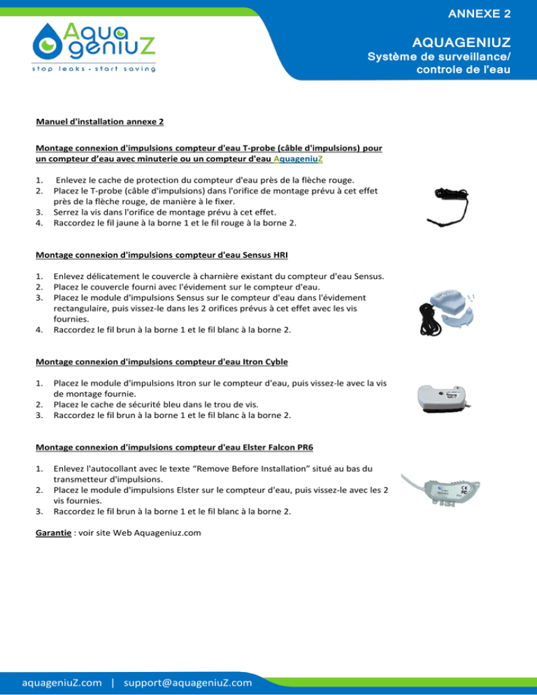 Installation raccord d`impulsions pour AquageniuZ Installation raccord d`impulsions pour AquageniuZ
