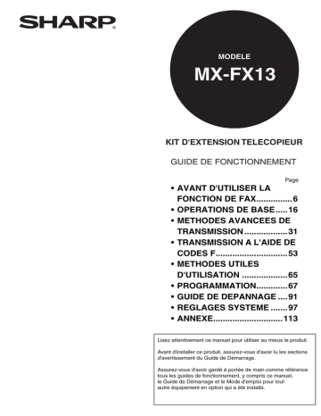 Sharp MX-FX13 Owner's manual Sharp MX-FX13 Owner's manual