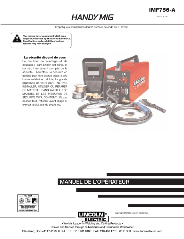 Lincoln Electric Handy MIG Operating instructions Lincoln Electric Handy MIG Operating instructions