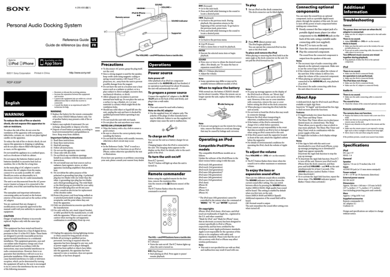Personal Audio Docking System Personal Audio Docking System