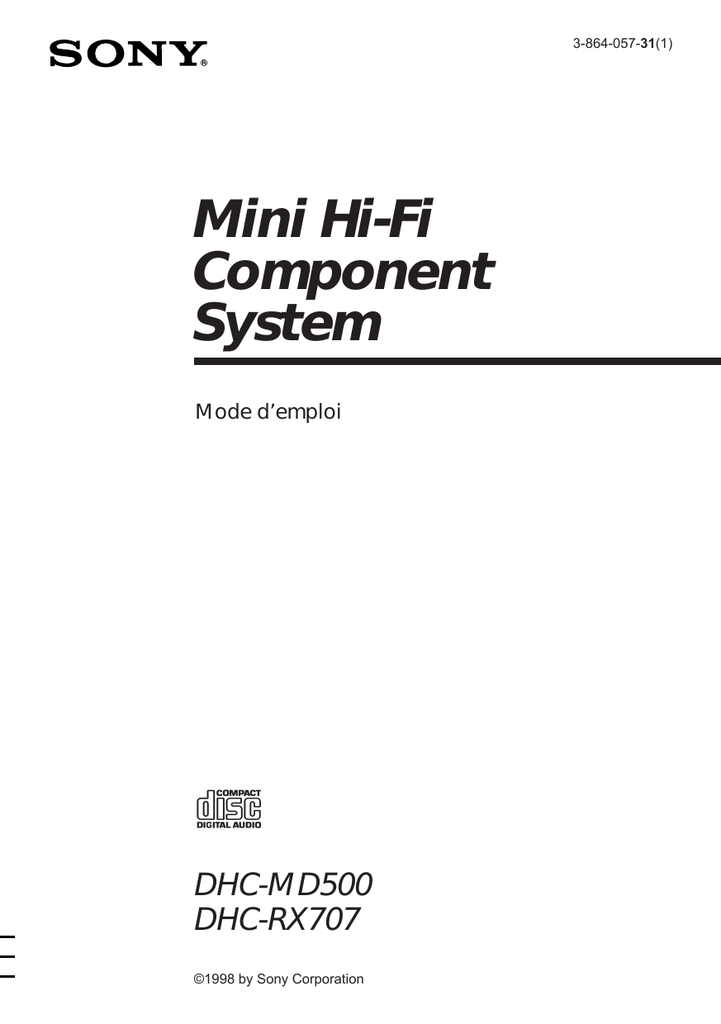 Sony DHC-RX707 Mode d'emploi | Manualzz Sony DHC-RX707 Mode d'emploi | Manualzz