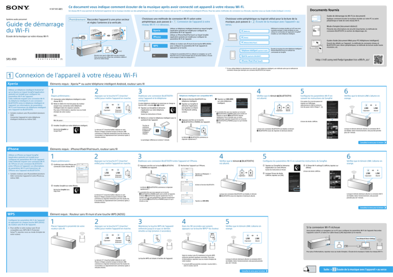 Guide de démarrage du Wi-Fi Connexion de l`appareil à votre Guide de démarrage du Wi-Fi Connexion de l`appareil à votre