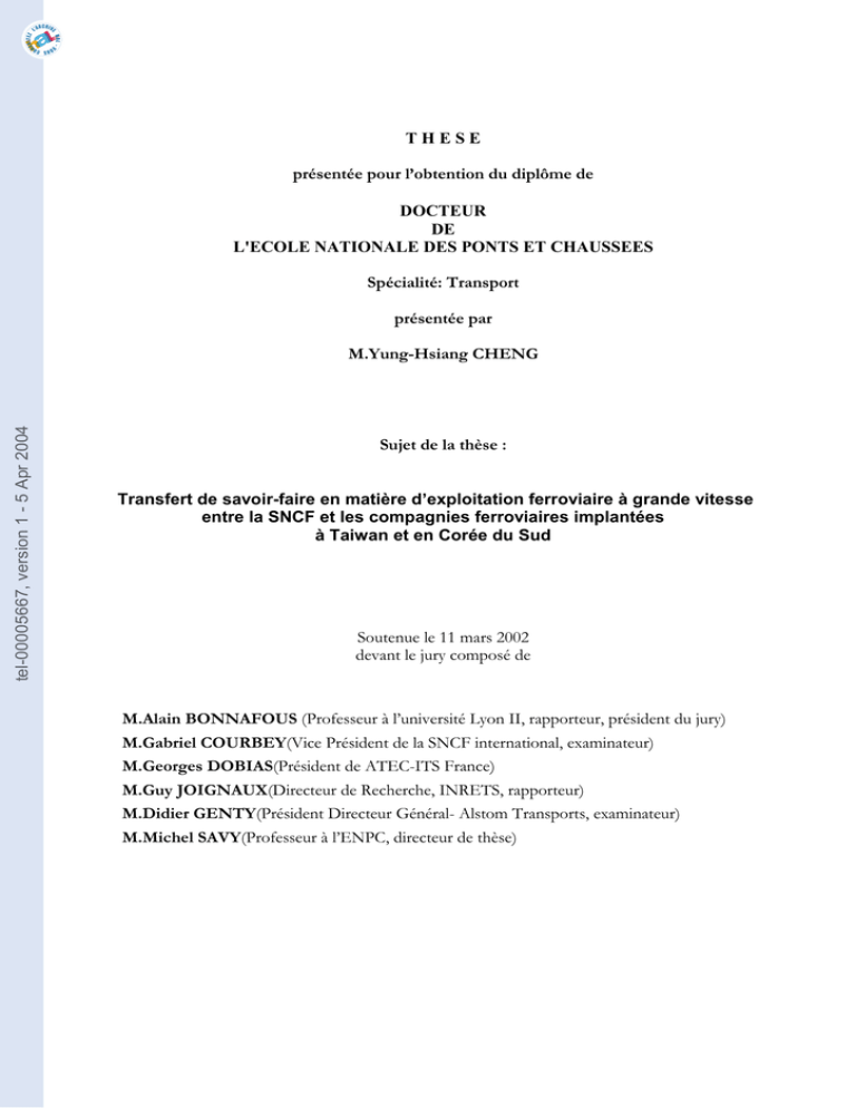 Transfert de savoir-faire en matière dexploitation ferroviaire à Transfert de savoir-faire en matière dexploitation ferroviaire à